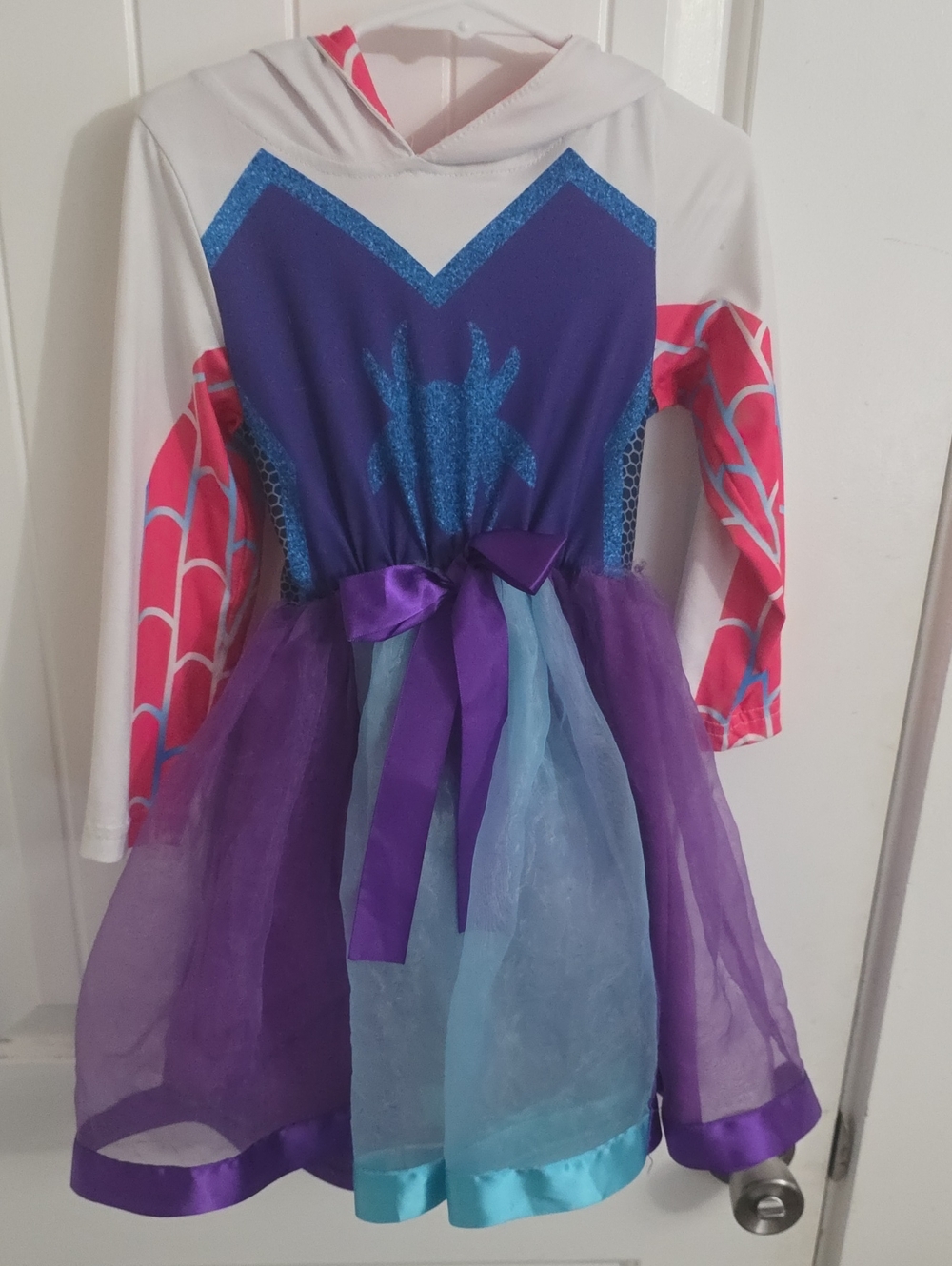 "Ghoast Spider"  Purple & Blue Spider-Inspired Hooded Costume Dress